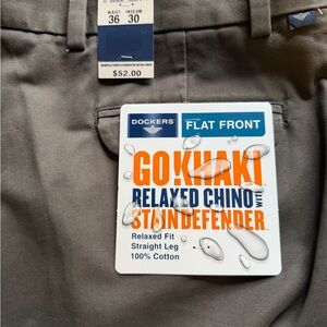 Dockers Men's Gray Flat Front Chino Pants 36x30